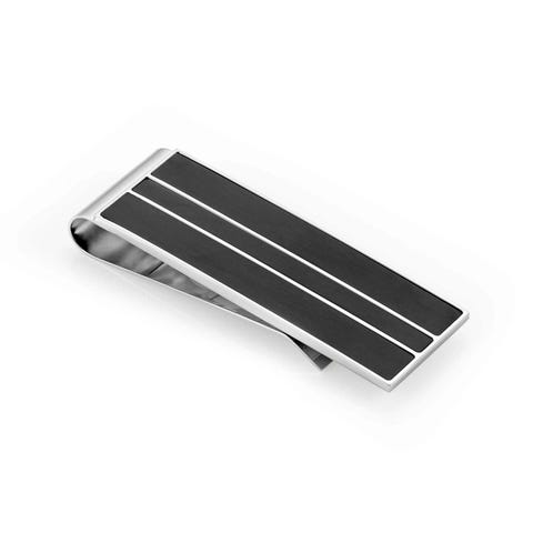 Strong money clip, black Stainless steel money clip with details