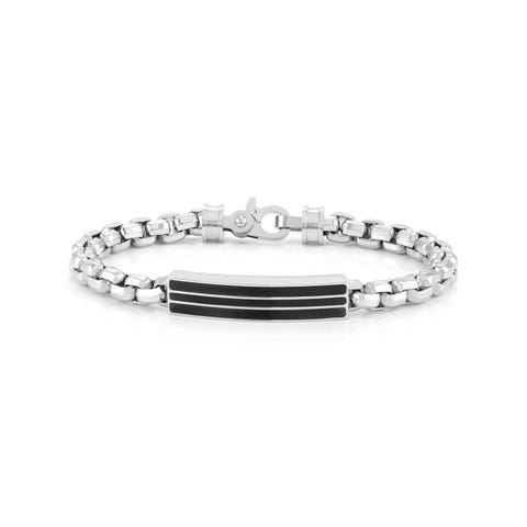 Bracelet Strong avec plaque noire Bracelet chaîne en acier