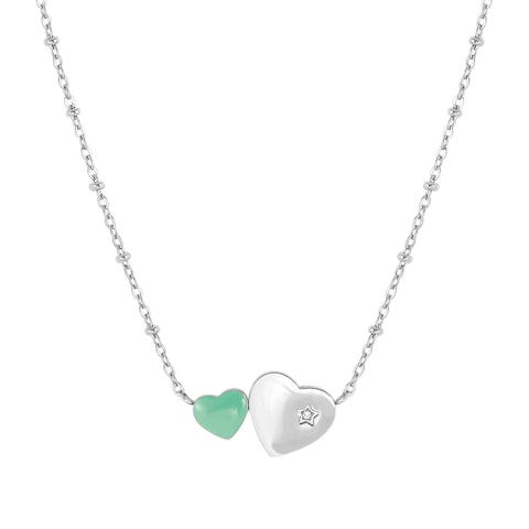 Collana Happyworld Cuori con Smalto Collana con Cubic Zirconia e Smalto colorato