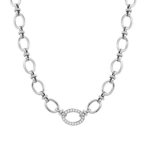 Collier Affinity chaîne maille alternée et zircones cubiques Collier en acier et pierres blanches