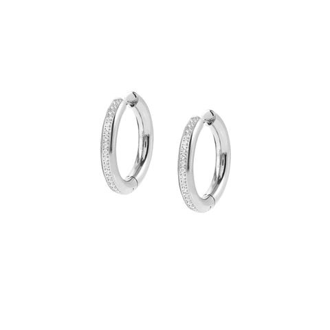 Boucles d’oreilles Unconditionally avec zircones cubiques Boucles d’oreilles en acier avec finition en PVD et zircones cubiques