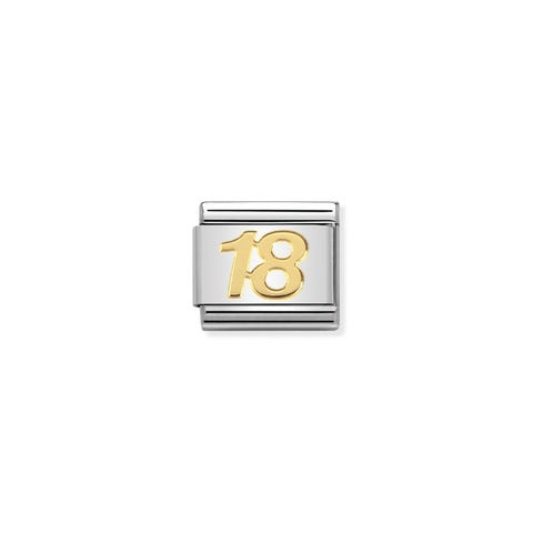 Composable Classic Link gold Number 18 Link in stainless steel and Age of Majority symbol