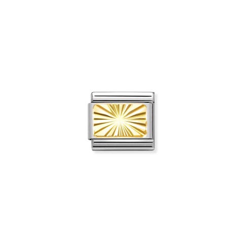 Link Composable Classic Placa tallada en Oro Link en Acero y Oro amarillo 750 con símbolo