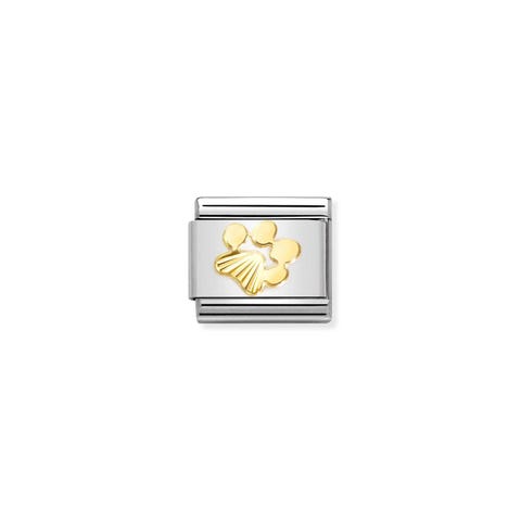 Composable Classic Link Gold Diamantbesetzte Hundepfote Link in Edelstahl und 750er Gold