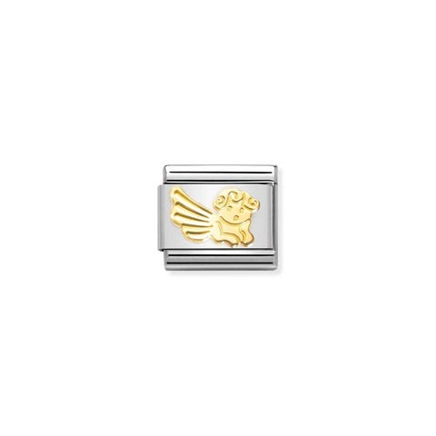 Composable Classic Link, Angel, etched detail Stainless steel Link 18K with spirituality symbol