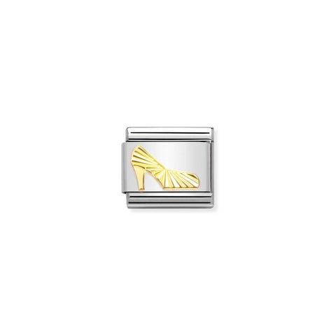 Link Composable Classic Oro Scarpa con Tacco Diamantata Link con Simbolo Femminile in Oro 750