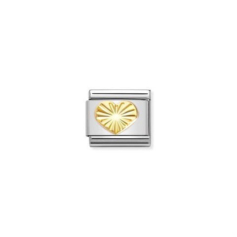 Composable Classic Link, Heart, etched detail Stainless steel Link with 18K gold
