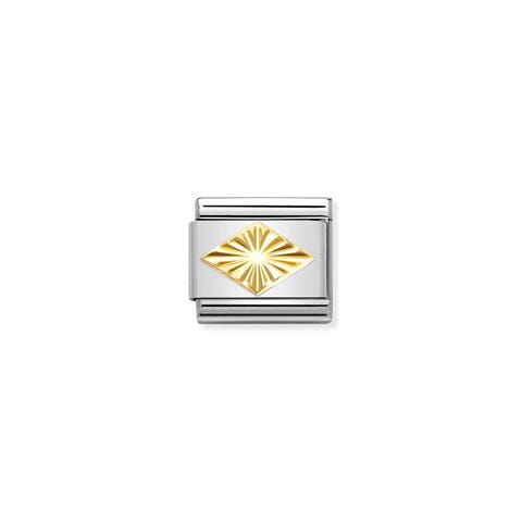 Composable Classic Link Gold Diamantbesetzte Raute Link in Edelstahl und Gold mit geometrischem Symbol