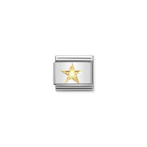 Link Composable Classic Oro Estrella tallada Link en Acero y Oro amarillo 750 con símbolo