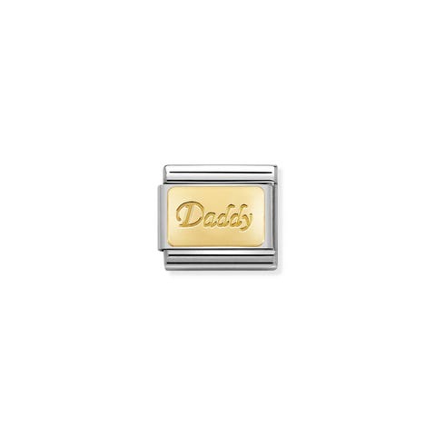 Link Composable Classic Papà Link in oro 750 con incisione Daddy