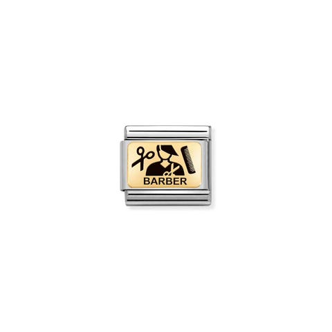 Composable Classic Link Barber Link in stainless steel with gold BARBER symbol