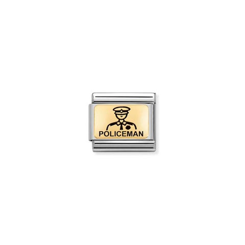 Composable Classic Link Policeman Link with profession symbol in stainless steel, gold