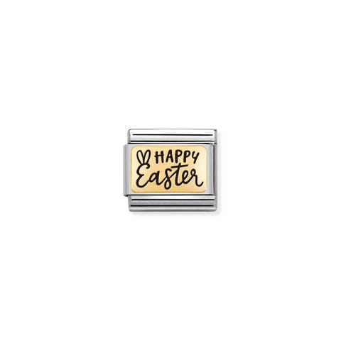 Link Composable Classic Happy Easter en Oro Link en Acero y Oro amarillo 750 con grabado