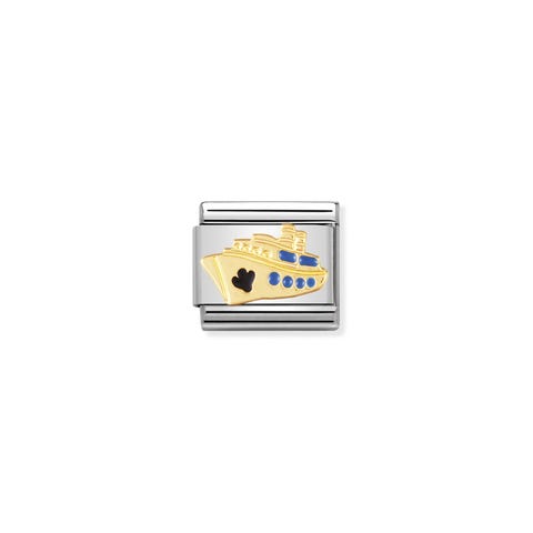 Link Composable Classic in Smalto Nave Link in Oro 750 e Smalto colorato Mezzi di Trasporto