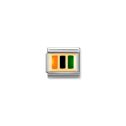 Composable Classic Link Venice flag Stainless steel Link, 18K gold with enamel
