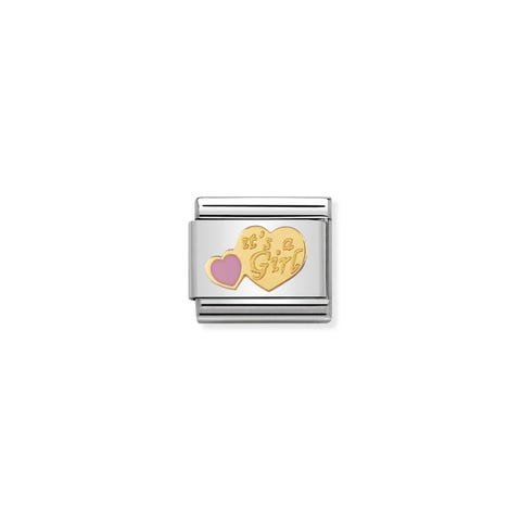 Link Composable Classic con scritta It’s a girl Link in Oro 750 con scritta e cuore