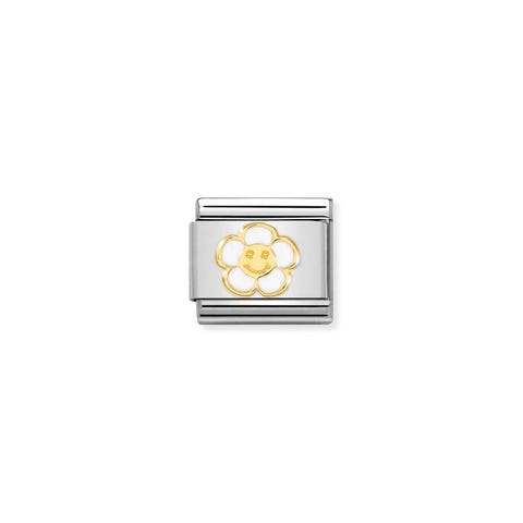 Link Composable Classic Fleur avec Smile Link en Or 750 et émail blanc avec Fleur