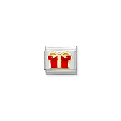 Link Composable Classic Cadeau rouge en or Link avec symbole en acier, or 750 et émail coloré