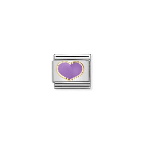 Link Composable Classic or avec coeur lilas Link en acier, or 750 et coeur émaillé