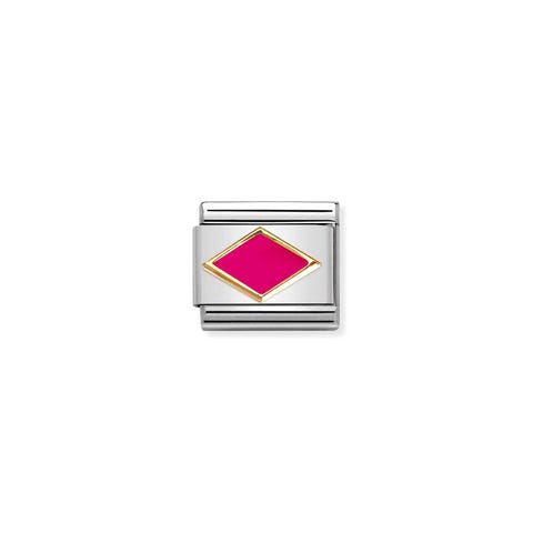 Link Composable Classic or avec losange fuchsia Link coloré en acier et or 750