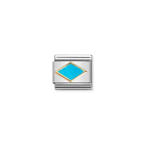 Link Composable Classic or avec losange turquoise Link en acier et or 750 avec symbole géométrique