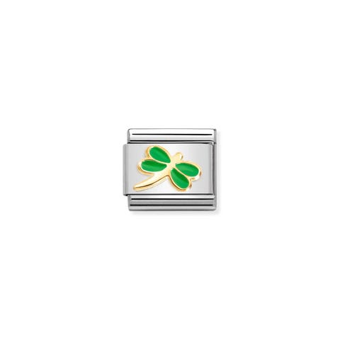 Link Composable Classic libellule verte Link en or 750 avec symbole libellule