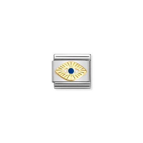 Composable Classic Link Diamantbesetztes Gottesauge Link in 750er Gold und Emaille mit religiösem Symbol