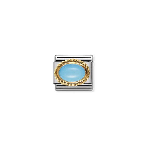 Link Composable Classic Pietra Dicembre Turchese Link in Oro 750 e Pietra semipreziosa azzurra