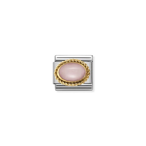 Link Composable Classic con Opalina rosa ovale Link in Oro 750 e Pietra semipreziosa rosa