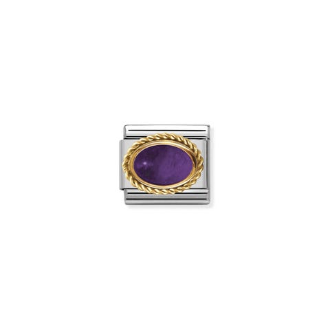 Link Composable Classic Pietra del Mese Febbraio Link in Oro 750 e Pietra semipreziosa viola