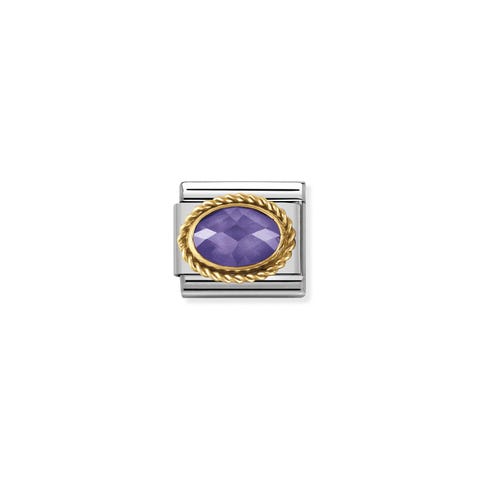 Link Composable Classic Pietra viola ovale in Oro Link in Oro 750 con Cubic Zirconia viola sfaccettato