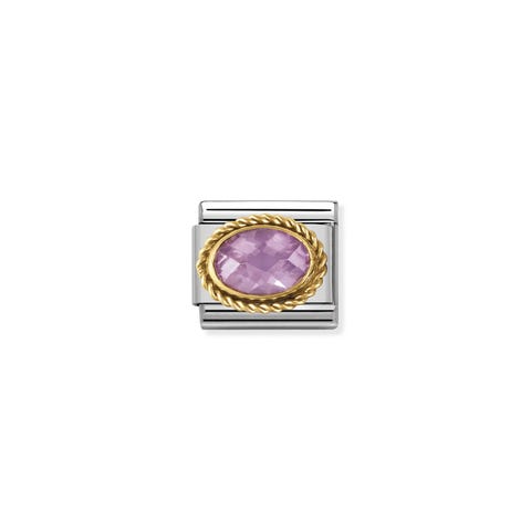Link Composable Classic Pietra rosa ovale in Oro Link in Oro 750 con Cubic Zirconia rosa sfaccettato