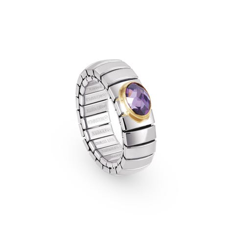 Bague Extension Cubic Zirconiums à facettes Bague en acier inoxydable avec or 18 carats et Cubic Zirconiums
