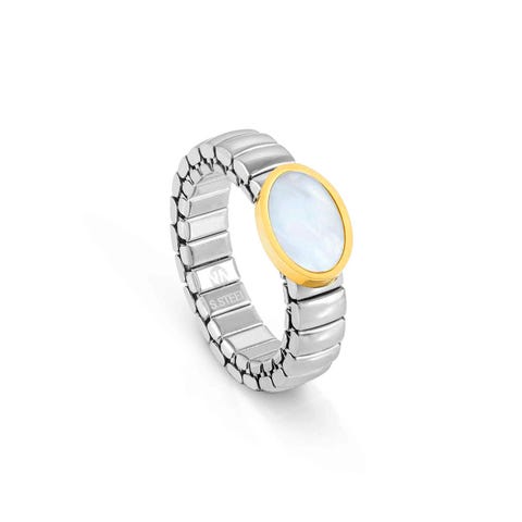 Extension ring Oval with stone Coloured find with geometric stone