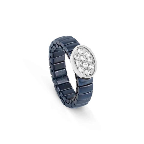 Extension coloured ring with Oval and stones Ring with matt finish