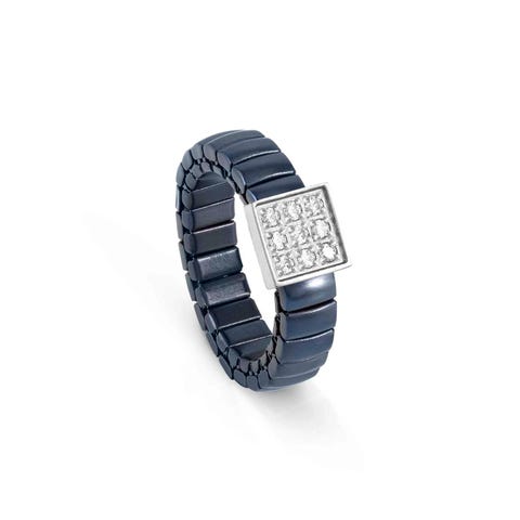 Coloured Extension ring, Square and stones Ring with matt PVD finish