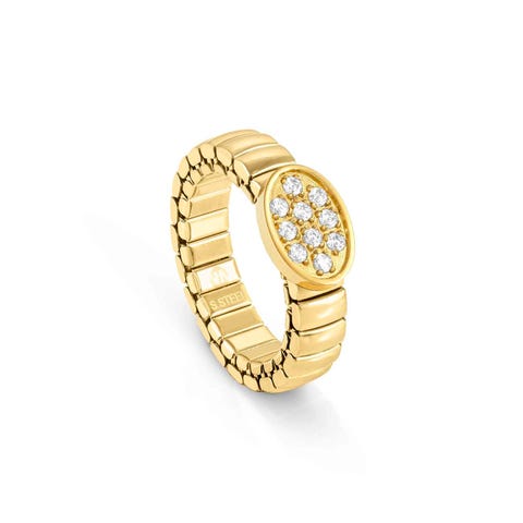 Extension ring, yellow PVD with 1 Oval Ring with yellow PVD and stones