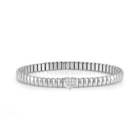 Extension bracelet, stainless with Heart and stones Bracelet with love symbol