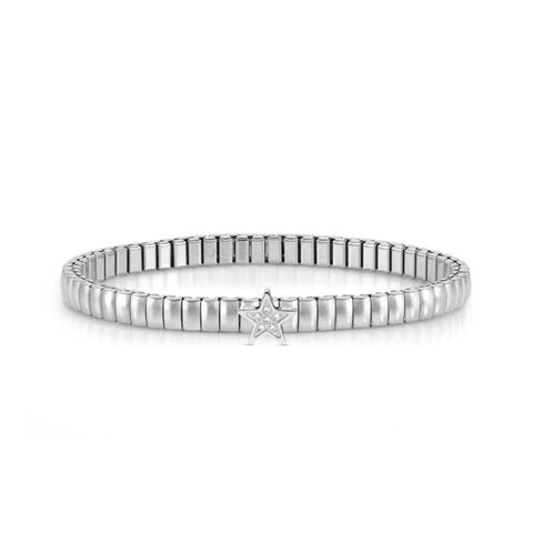 Extension bracelet, stainless with Star and stones Bracelet with central symbol and Cubic Zirconia