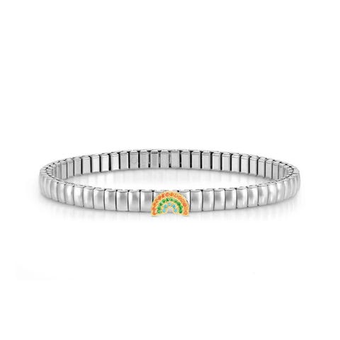 Pulsera Extension en Acero con Arcoíris Pulsera en Acero, detalles en PVD y Cubic Zirconia
