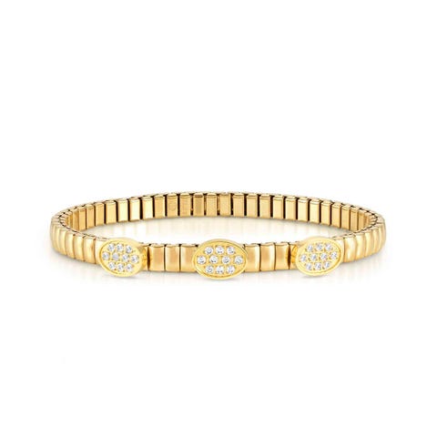 Extension bracelet, yellow PVD with 3 Ovals Bracelet with yellow PVD and Cubic Zirconia