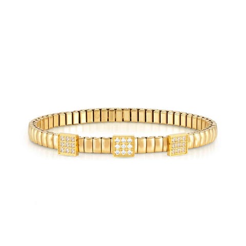 Bracciale Extension in PVD giallo con 3 Quadrati Bracciale in PVD giallo e Pitre