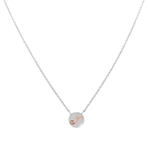 MyBonBons Necklace with Letter J in Rose Gold and Stone Necklace with letter Pendant and Cubic Zirconia