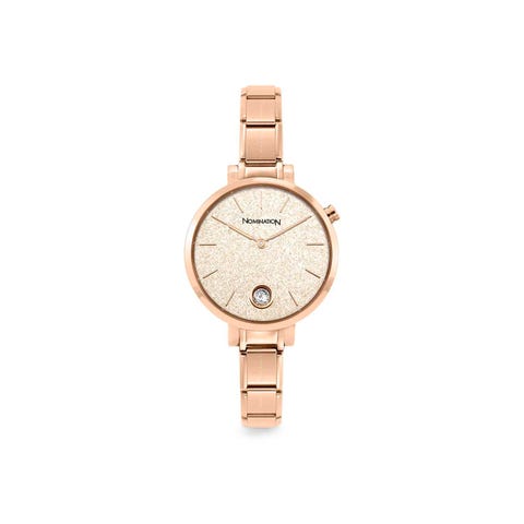 Composable Armbanduhr rosa Glitzer, und Zirkonia Composable Armbanduhr mit rosa Glitzer und Zirkonia
