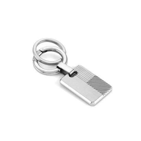 Stainless steel keyring, striped Keyring with double ring