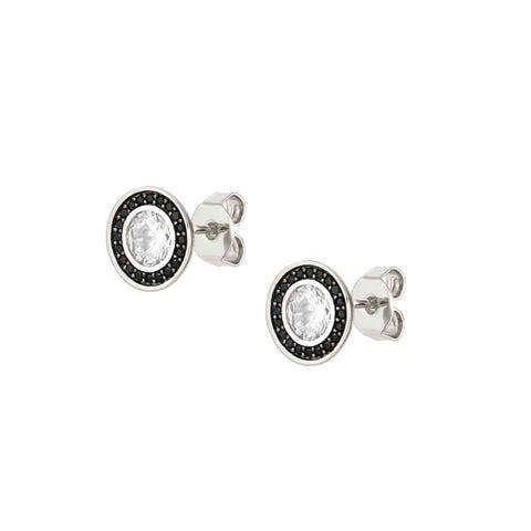 Boucles d'oreilles Aurea (lobe) en argent 925 Boucles d'oreilles en argent et pierres blanches et noires
