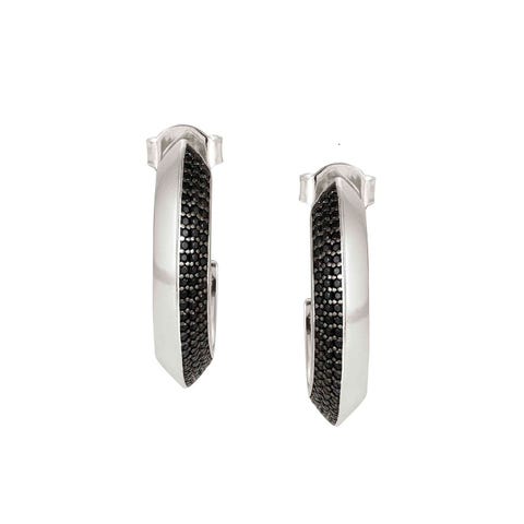 Demi-créoles grands en argent Boucles d'oreilles argent 925 et zircones cubiques

