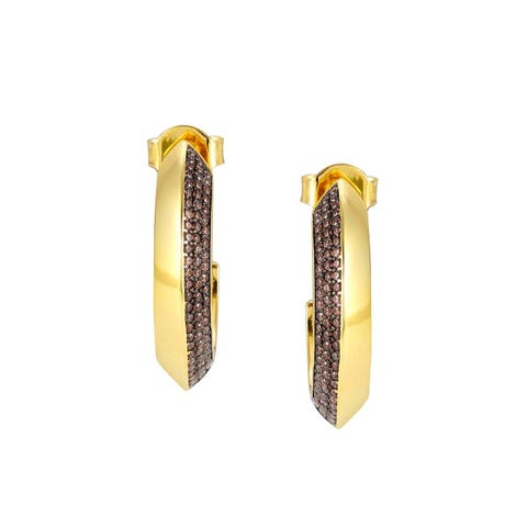 Demi-créoles Aurea en argent Boucles d'oreilles avec zircones grand modèle
