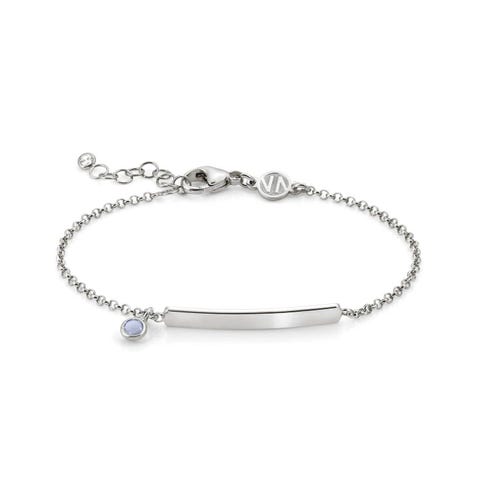 Gioie Bracelet with inscribable plaque Sterling Silver Bracelet with pendant and Swarovski Zirconia