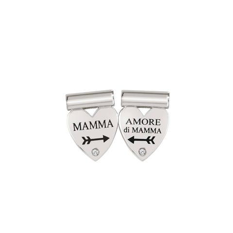 SeiMia Mamma Heart Charm Split pendant with enamel and Cubic Zirconia